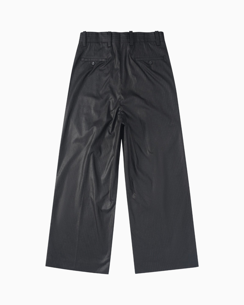 001A Wide Dress Pants - Shiny Black - MEG.S