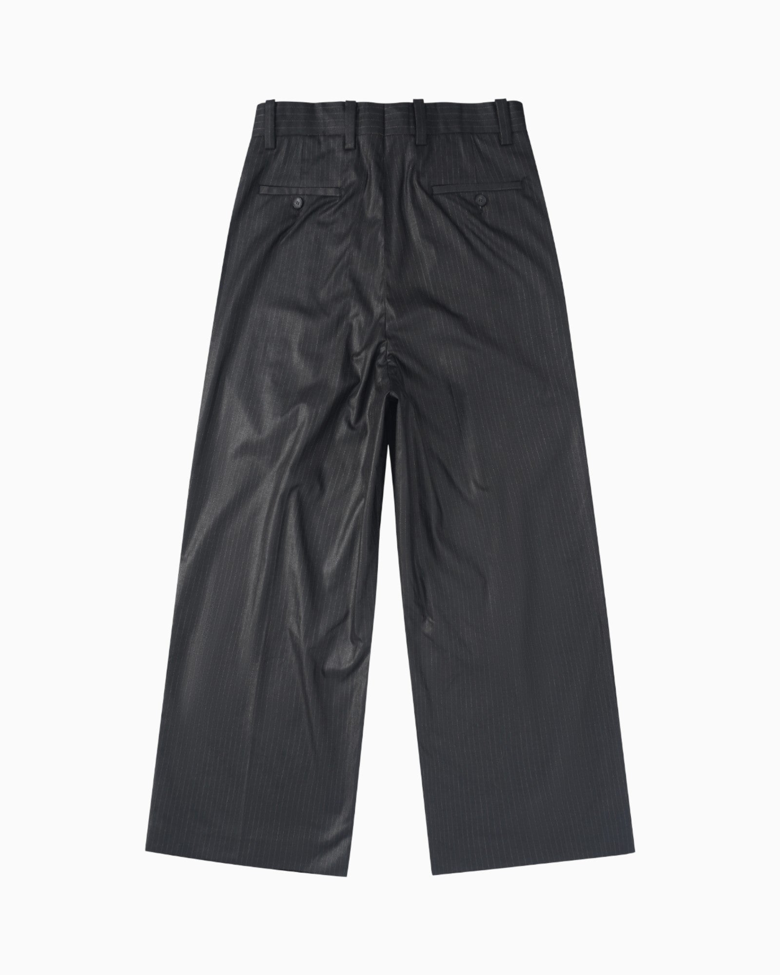 001A Wide Dress Pants - Shiny Black - MEG.S