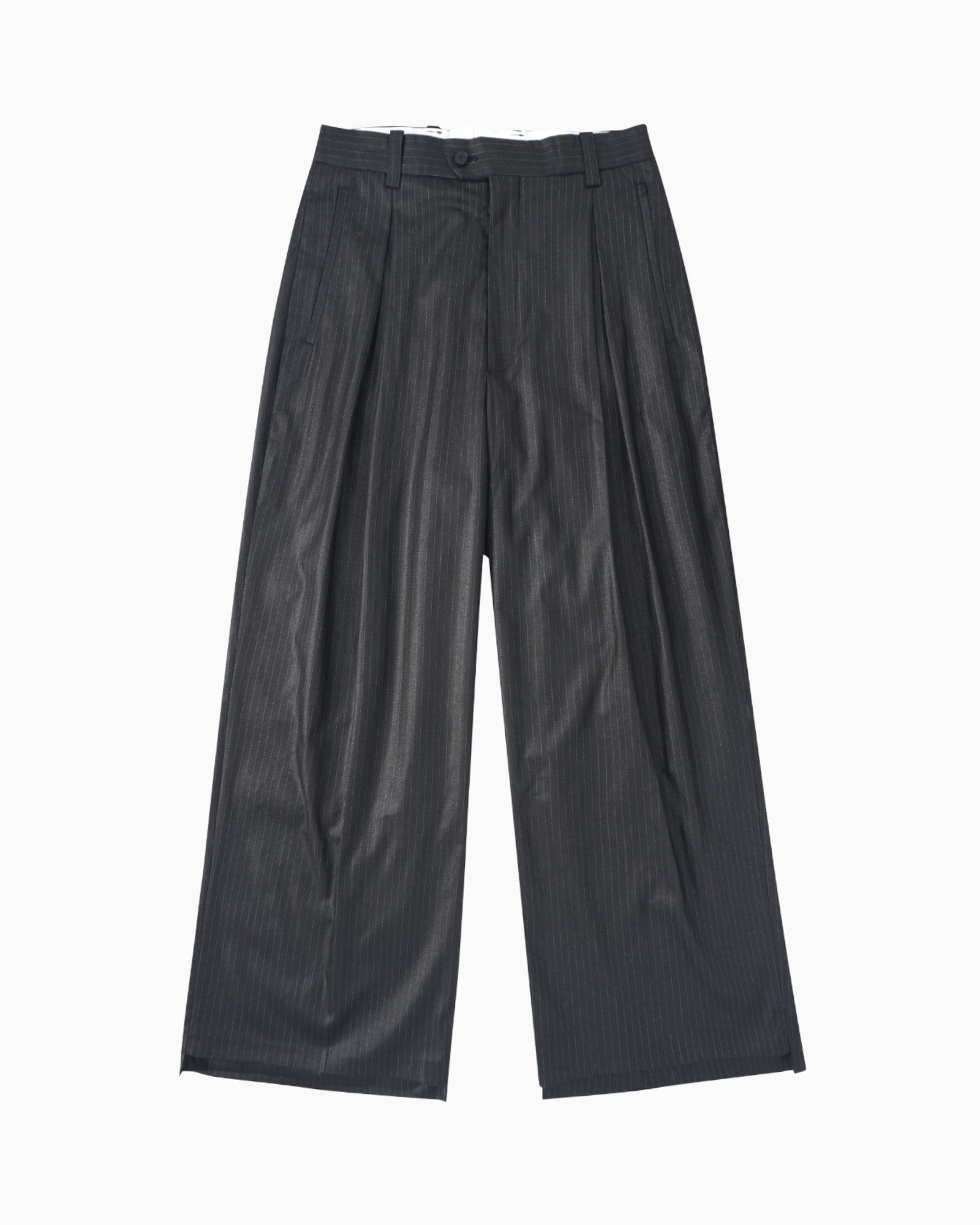 001A Wide Dress Pants - Shiny Black - MEG.S