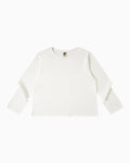 009 Wide Neck Waffle L/S Shirt - White - MEG.S