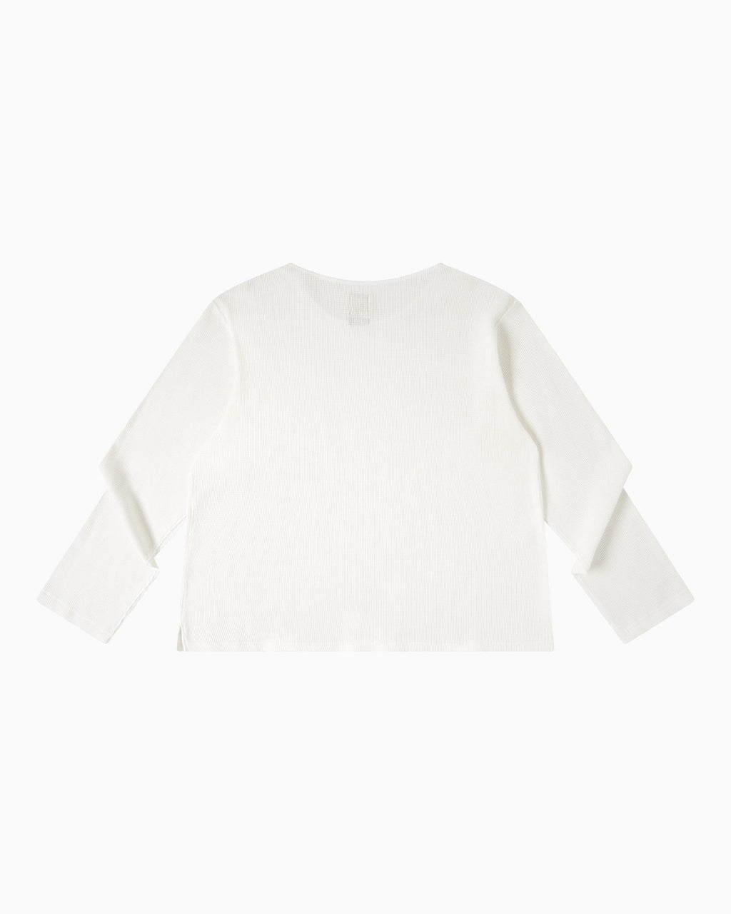 009 Wide Neck Waffle L/S Shirt - White - MEG.S