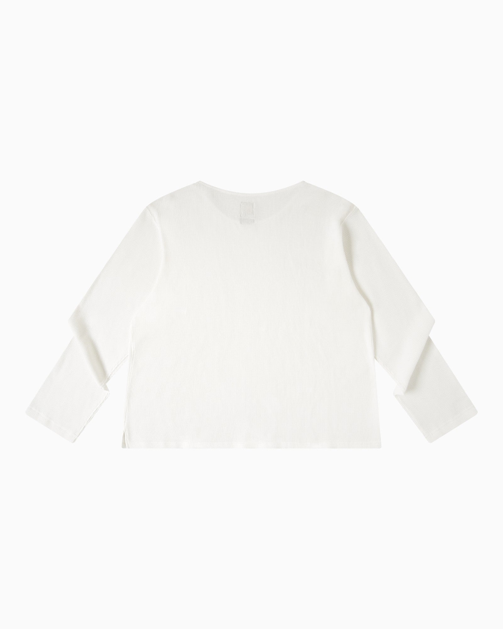 009 Wide Neck Waffle L/S Shirt - White - MEG.S
