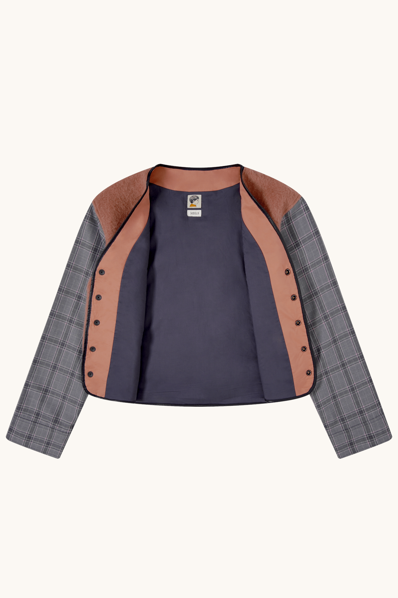 010 Vest Jacket - Pink & Grey - MEG.S