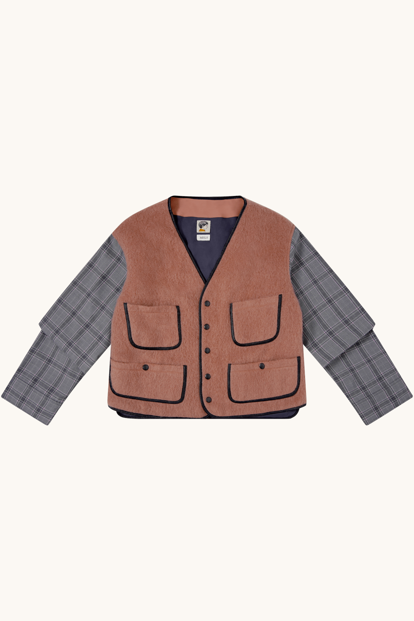 010 Vest Jacket - Pink & Grey - MEG.S