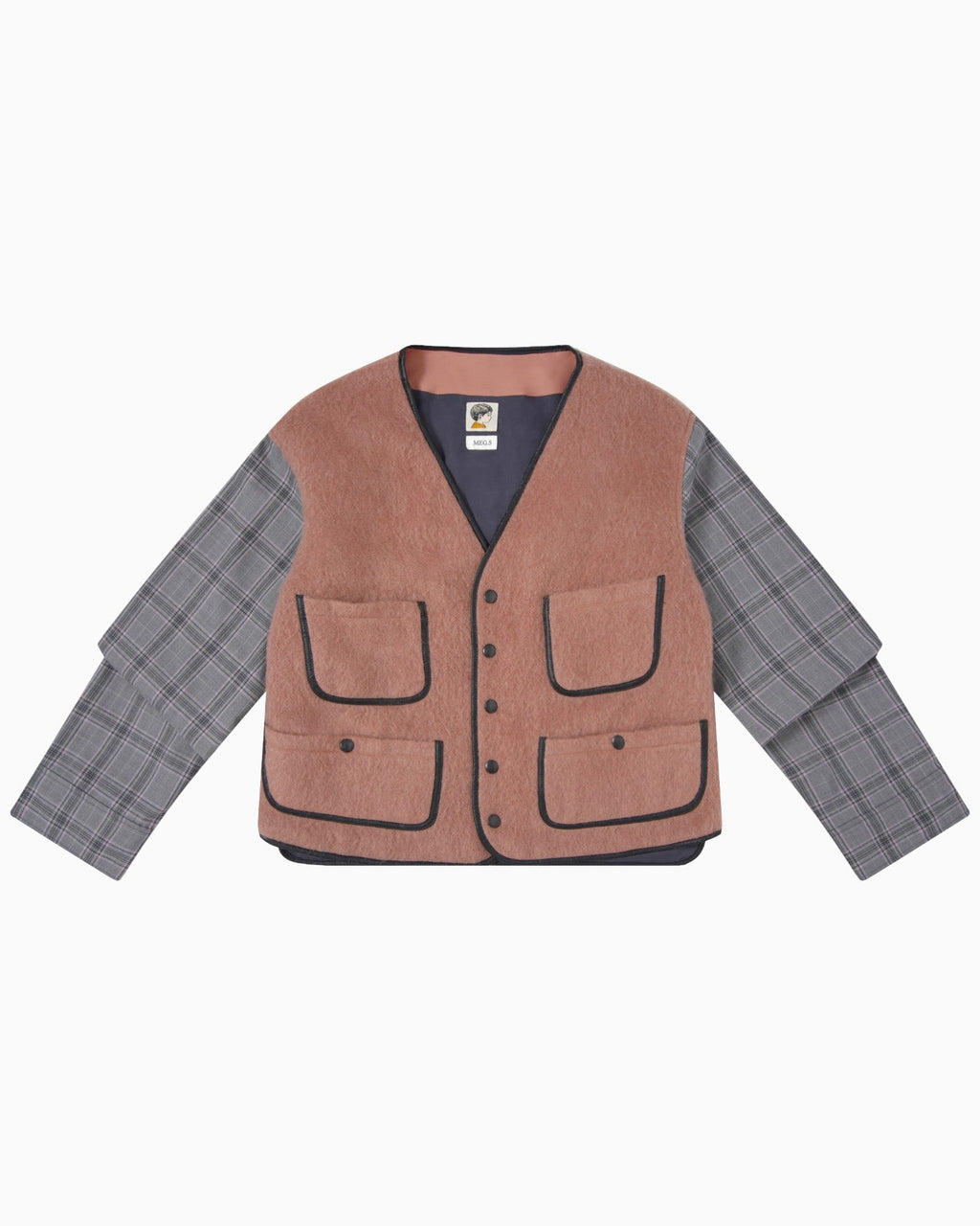 010 Vest Jacket - Pink & Grey - MEG.S