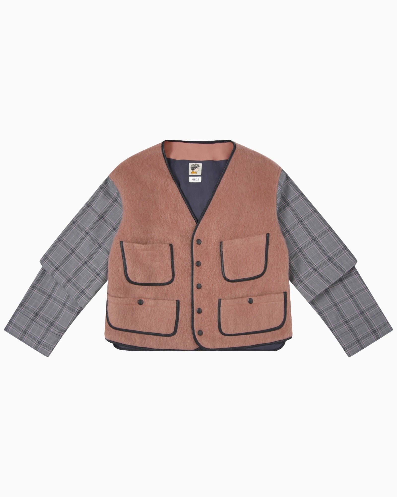010 Vest Jacket - Pink & Grey - MEG.S