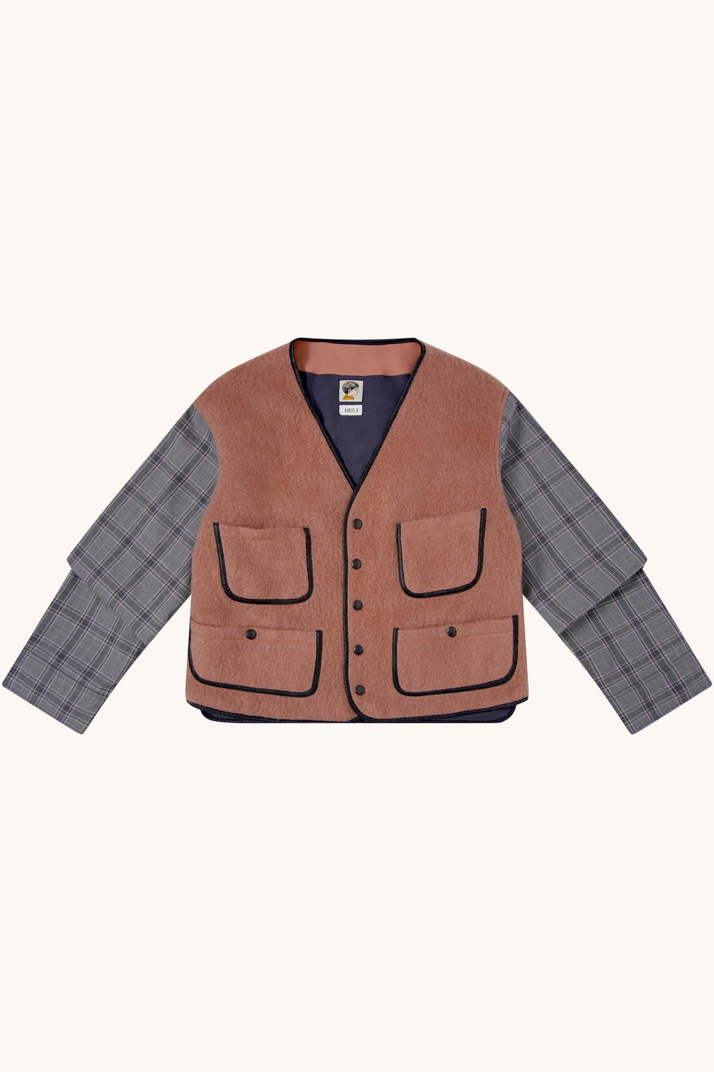 010 Vest Jacket  - Pink & Grey