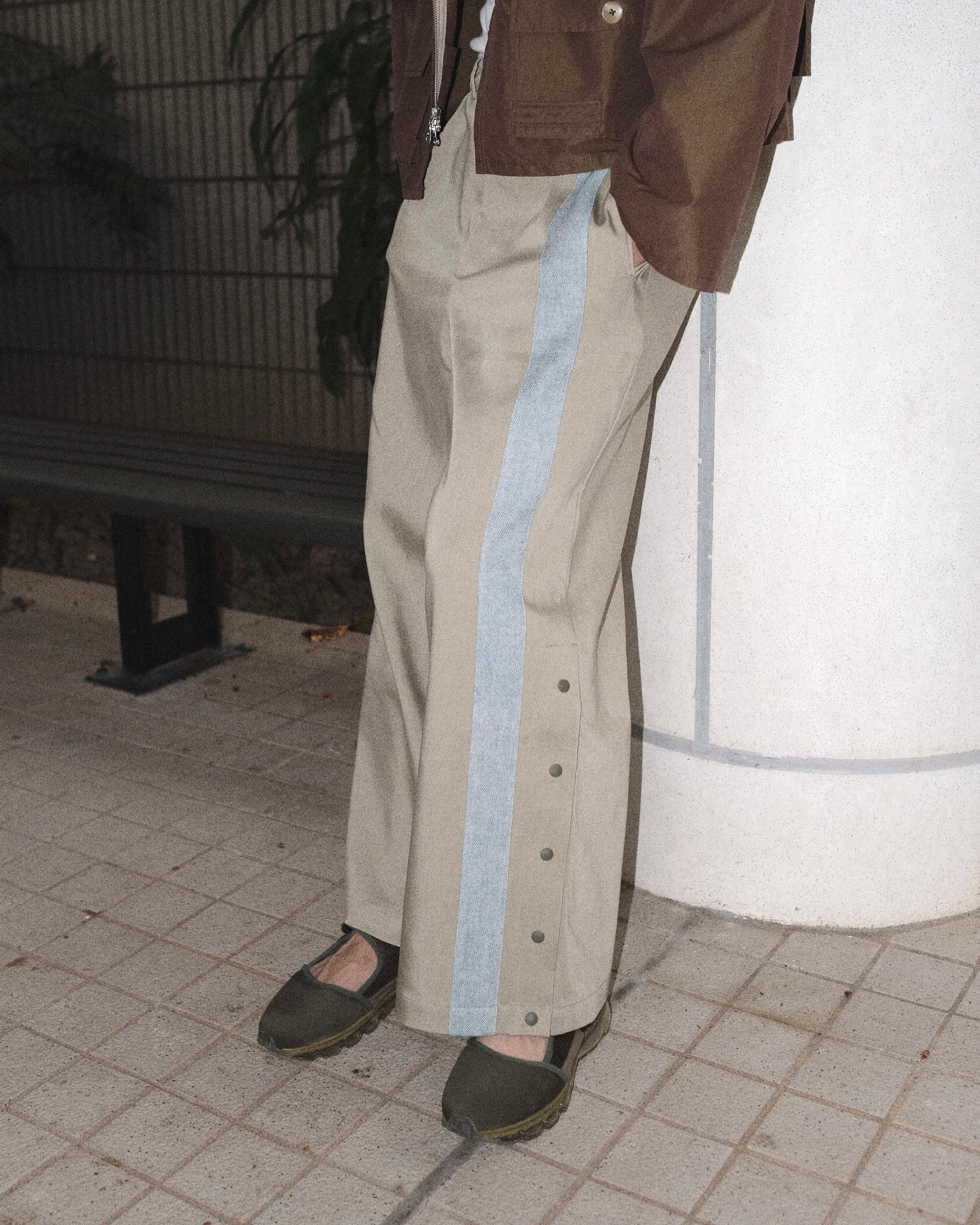 005 Track Chino Pants - Ivory & Purple