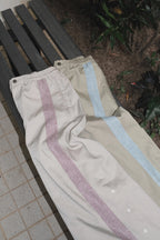 005 Track Chino Pants - Ivory & Purple