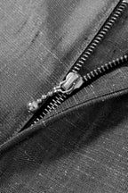 MEG.S 007 Pleated Chino in grey wool-silk blend with a ball-drop zipper fly and subtle lustrous finish.