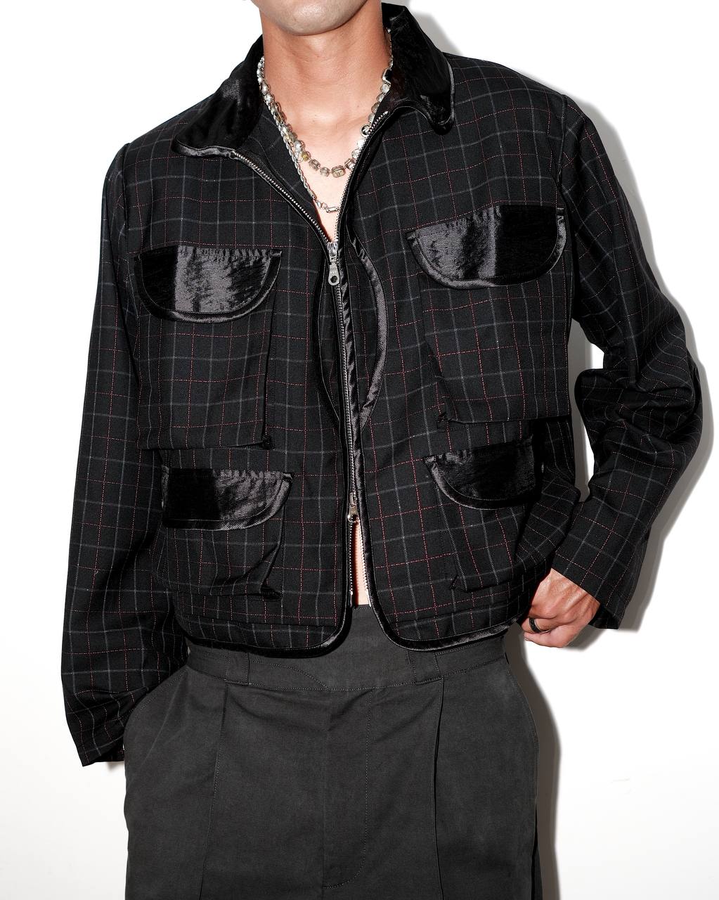 020 Utility Jacket - Shiny Black Checker