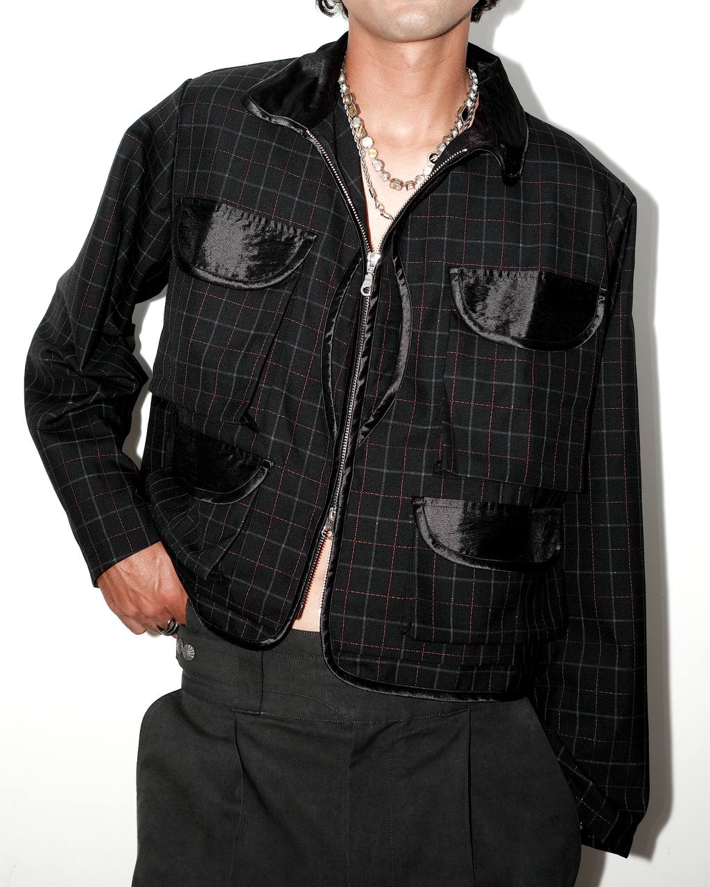 020 Utility Jacket - Shiny Black Checker