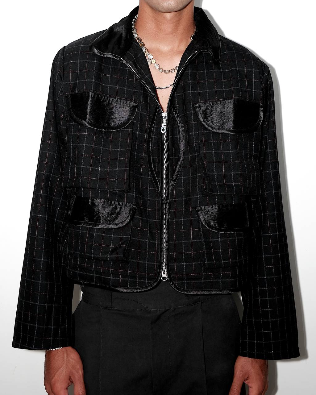 020 Utility Jacket - Shiny Black Checker